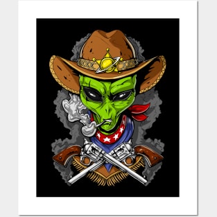 Space Alien Cowboy Posters and Art